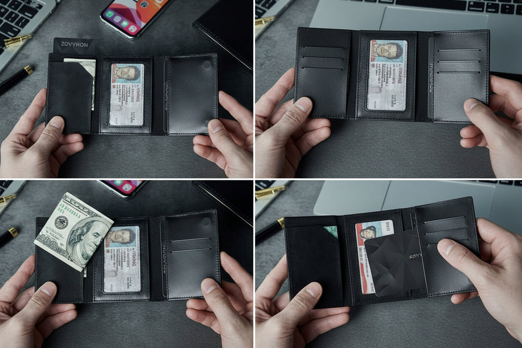 Portefeuille homme slim avec porte-AirTag — Porte-cartes métallique minimaliste anti-RFID
