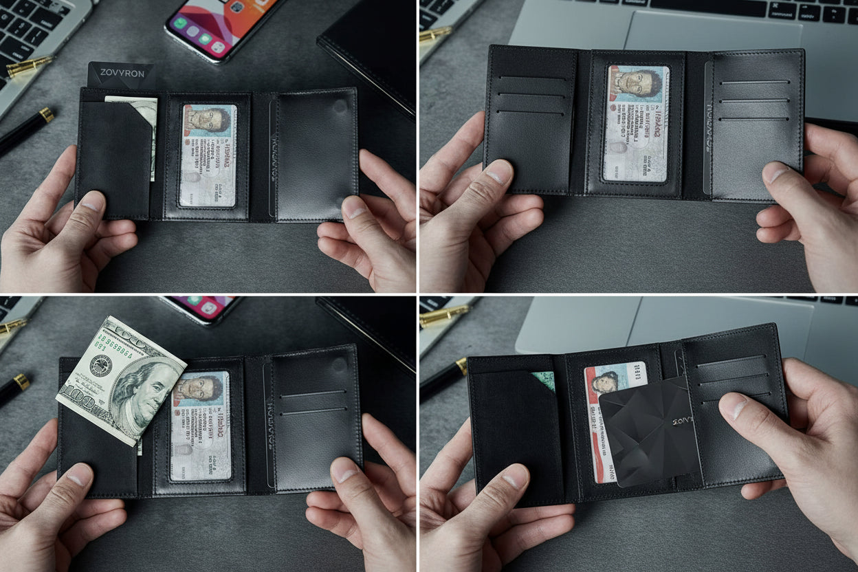 Portefeuille homme slim avec porte-AirTag — Porte-cartes métallique minimaliste anti-RFID